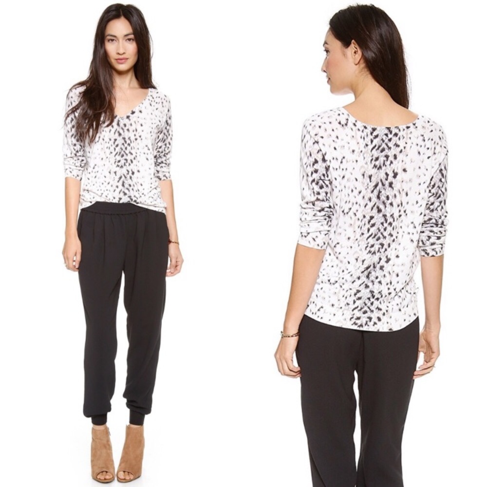 Joie Black and White V-Neck Sweater